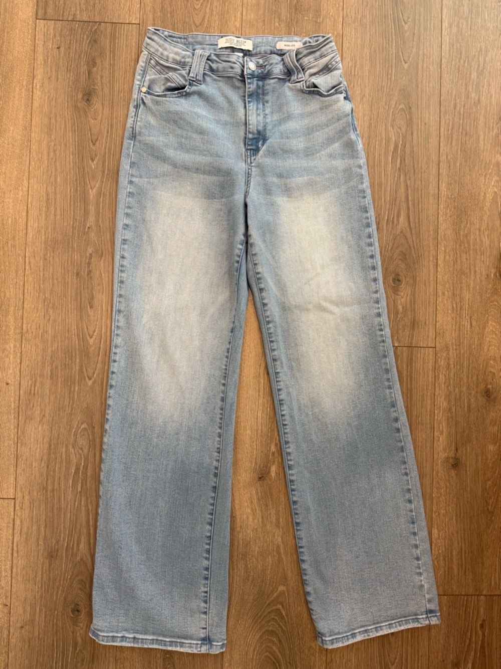 Judy Blue Wide Leg Jeans Light Wash High Rise Stretch Boho Size 29 9